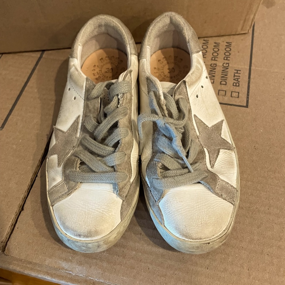 Kids Golden Goose white star logo sneakers size 30 gently worn.